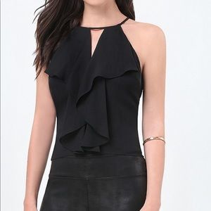 RUFFLE FRONT HALTER TOP